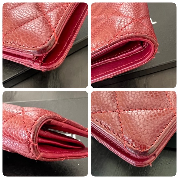 🖤GUC🖤 CHANEL L-Yen Caviar Wallet Dark Red - Picture 12 of 13